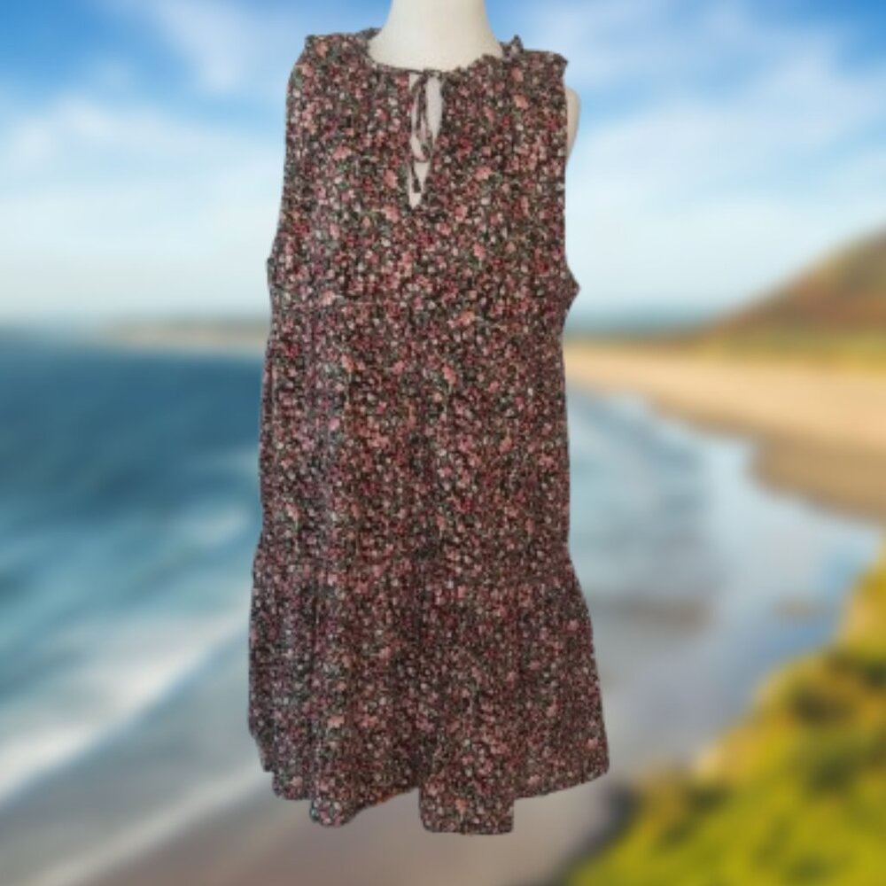 NWT BB Dakota Steve Madden cotton tiered floral  short dress size L fully lined